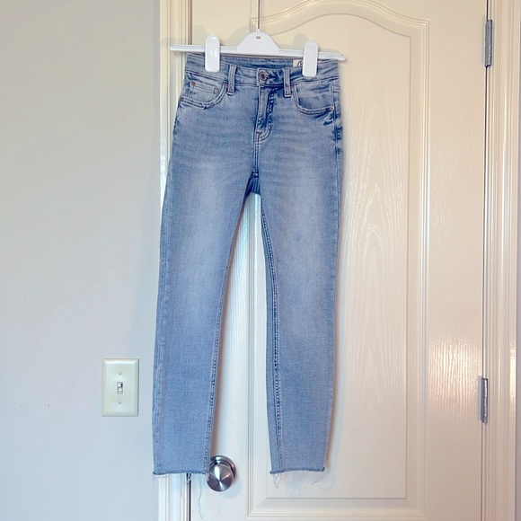 EUC Cosmic Blue Love distressed crop jeans - made by Pistola! - Picture 1 of 8